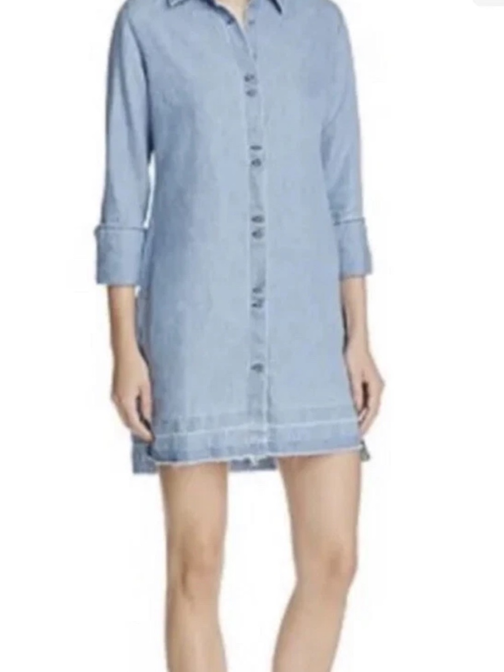 J Brand Bacall Chambray Button-Up Shirt dress in Light Blue